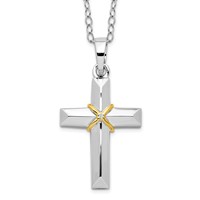 Sentimental Expressions Sterling Silver Rhodium-plated CZ Gold-plated Accent Cross Ash Holder Necklace, 18" view 1