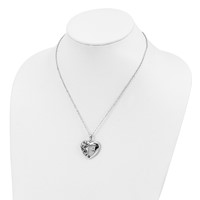 Sentimental Expressions Sterling Silver Rhodium-plated Antiqued Paw Print Remembered in Love Heart Necklace, 18" view 5