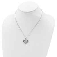 Sentimental Expressions Sterling Silver Rhodium-plated Antiqued Remembered in Love Heart 18 Inch Necklace view 4