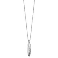 Sentimental Expressions Sterling Silver Rhodium-plated Antiqued Lined Bullet Ash Holder Necklace, 18" view 2