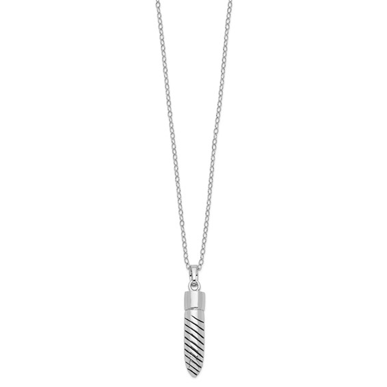 Sentimental Expressions Sterling Silver Rhodium-plated Antiqued Lined Bullet Ash Holder 18 Inch Necklace