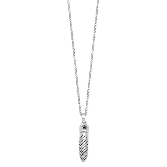 Sentimental Expressions Sterling Silver Rhodium-plated Antiqued Lined Bullet Ash Holder 18 Inch Necklace