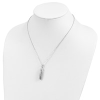 Sentimental Expressions Sterling Silver Rhodium-plated Antiqued Lined Bullet Ash Holder Necklace, 18" view 5