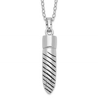 Sentimental Expressions Sterling Silver Rhodium-plated Antiqued Lined Bullet Ash Holder Necklace, 18" view 1