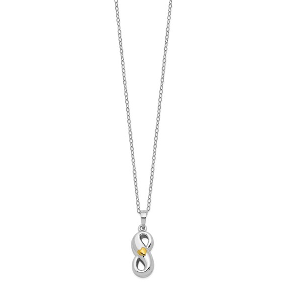 Sentimental Expressions Sterling Silver Rhodium-plated Gold-tone Heart Accent Infinite Love Ash Holder 18 Inch Necklace
