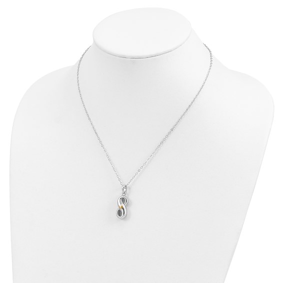 Sentimental Expressions Sterling Silver Rhodium-plated Gold-tone Heart Accent Infinite Love Ash Holder 18 Inch Necklace