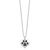 Sentimental Expressions Sterling Silver Rhodium-plated Antiqued Black Paw in Heart Ash Holder Necklace - 18in view 2