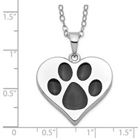 Sentimental Expressions Sterling Silver Rhodium-plated Antiqued Black Paw in Heart Ash Holder Necklace - 18in view 5