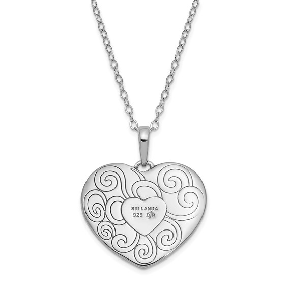 Sentimental Expressions Sterling Silver Rhodium-plated Antiqued In My Heart 18 Inch Necklace