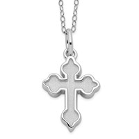 Sentimental Expressions Sterling Silver Rhodium-plated Matted Cross Ash Holder Necklace - 18in view 1