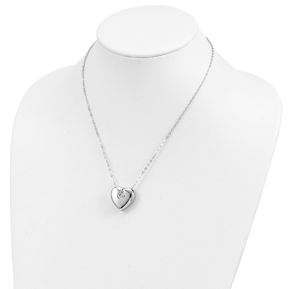 Sentimental Expressions Sterling Silver Rhodium-plated CZ Missing You Ash Holder 18 Inch Necklace