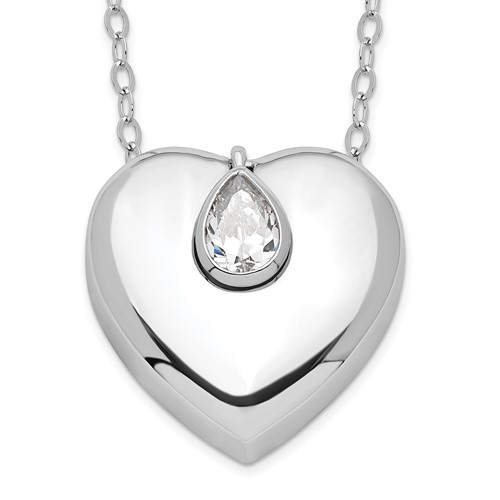 Sentimental Expressions Sterling Silver Rhodium-plated CZ Missing You Ash Holder Necklace, 18"