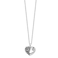 Sentimental Expressions Sterling Silver Rhodium-plated Antiqued One More Day Heart Shape Necklace with Butterfly Ash Holder, 18" view 2