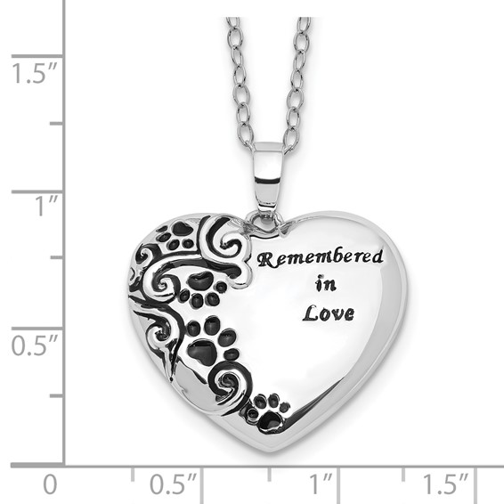 Sentimental Expressions Sterling Silver Rhodium-plated Antiqued Pet Ash Holder 18 Inch Necklace
