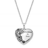 Sentimental Expressions Sterling Silver Rhodium-plated Antiqued Pet Ash Holder Necklace, 18" view 1