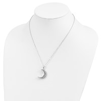 Sentimental Expressions Sterling Silver Rhodium-plated Antiqued Quarter Moon Ash Holder Necklace, 18" view 4