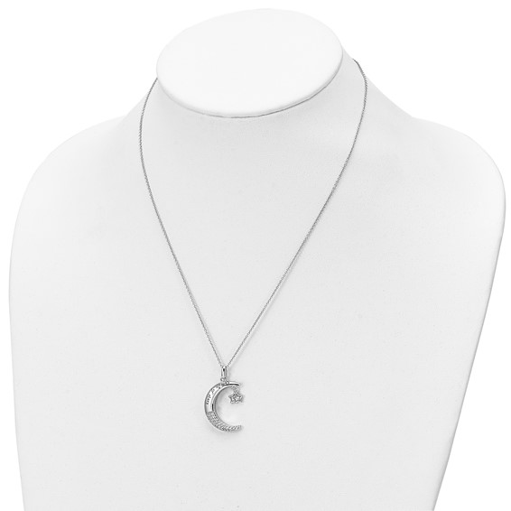 Sentimental Expressions Sterling Silver Rhodium-plated CZ Antiqued Family Of Stars 18 Inch Necklace