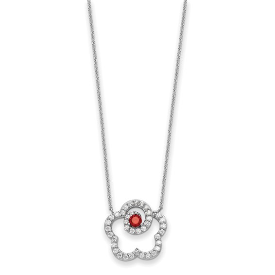 Sentimental Expressions Sterling Silver Rhodium-plated Red and Clear CZ My Sweet Daughter 18in Necklace