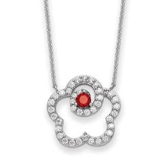 Sentimental Expressions Sterling Silver Rhodium-plated Red and Clear CZ My Sweet Daughter 18in Necklace