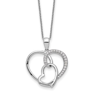 Sentimental Expressions Sterling Silver Rhodium-plated CZ Together In Love 18in Necklace