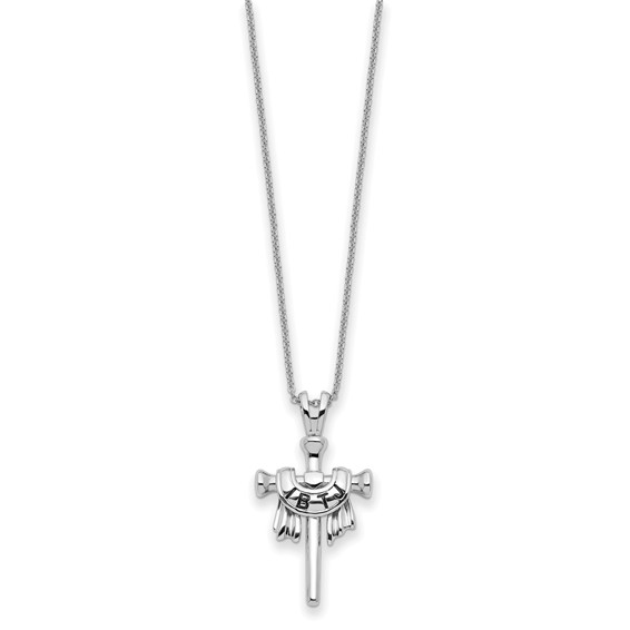 Sterling Silver Antiqued IBTJ (I belong to Jesus) Cross 22in with Sentiment Necklace