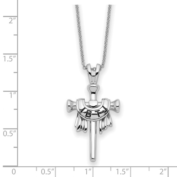 Sterling Silver Antiqued IBTJ (I belong to Jesus) Cross 22in with Sentiment Necklace