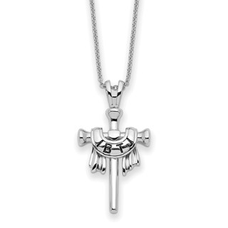 Sterling Silver Antiqued IBTJ (I belong to Jesus) Cross 22in with Sentiment Necklace
