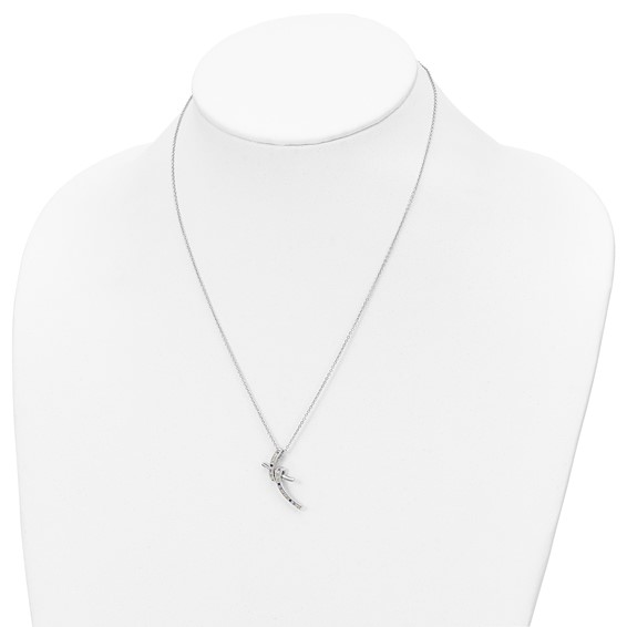 Sentimental Expressions Sterling Silver Rhodium-plated CZ and Created Pink Sapphire Dancing With Joy 18in Necklace