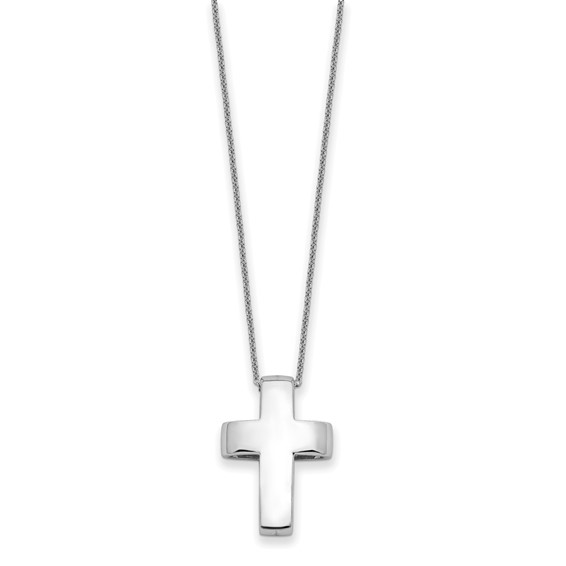 Sentimental Expressions Sterling Silver Rhodium-plated CZ Good and Perfect Cross 22in Necklace