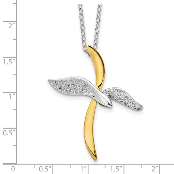 Sentimental Expressions Sterling Silver Gold-tone Faith In Flight 22in Necklace