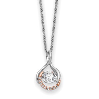 Sentimental Expressions Sterling Silver Rose-tone SS and Rose-Tone Vibrant CZ Warm Embrace 18in Necklace