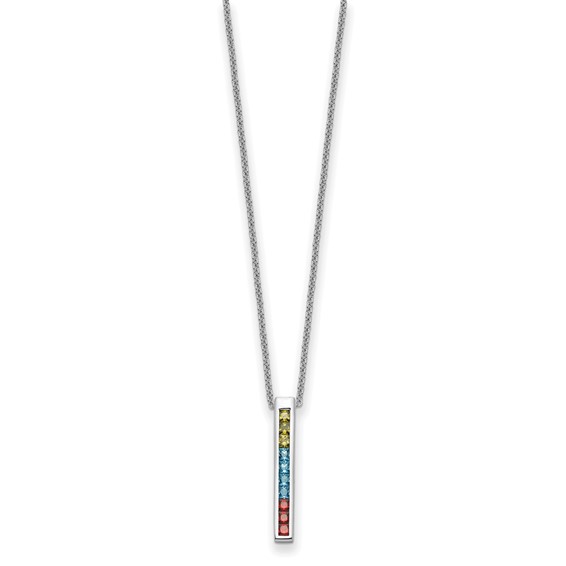 Sentimental Expressions Sterling Silver Rhodium-plated Multi-Color CZ Color Me Happy 18in Necklace