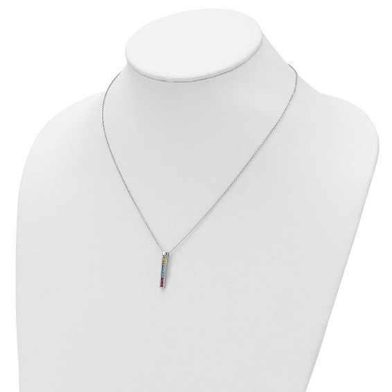 Sentimental Expressions Sterling Silver Rhodium-plated Multi-Color CZ Color Me Happy 18in Necklace