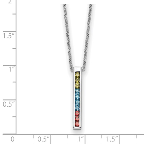 Sentimental Expressions Sterling Silver Rhodium-plated Multi-Color CZ Color Me Happy 18in Necklace