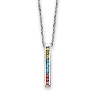 Sentimental Expressions Sterling Silver Rhodium-plated Multi-Color CZ Color Me Happy 18in Necklace