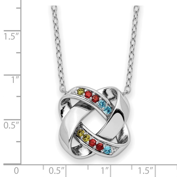 Sentimental Expressions Sterling Silver Rhodium-plated Multi-color CZ Color Me Happy Square 18in Necklace
