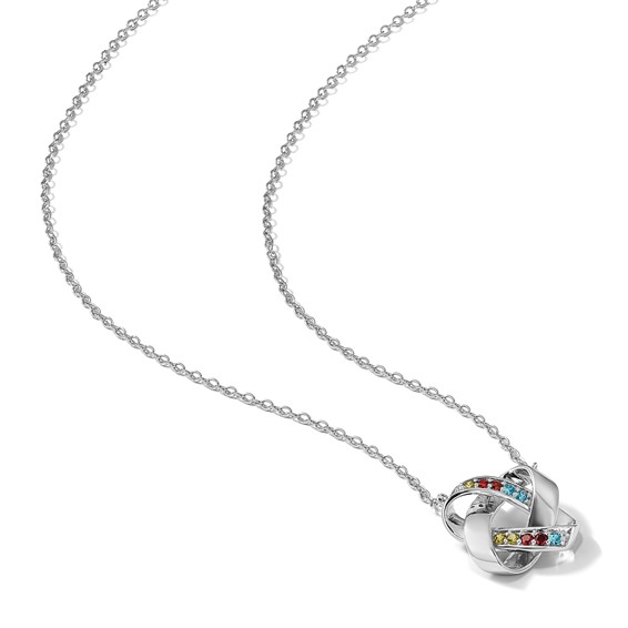 Sentimental Expressions Sterling Silver Rhodium-plated Multi-color CZ Color Me Happy Square 18in Necklace