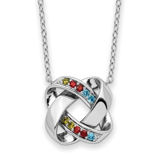 Sentimental Expressions Sterling Silver Rhodium-plated Multi-color CZ Color Me Happy Square 18in Necklace