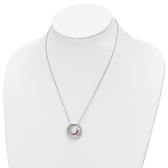 Sentimental Expressions Sterling Silver Rhodium-plated Multi-color CZ Color Me Happy Circle 18in Necklace