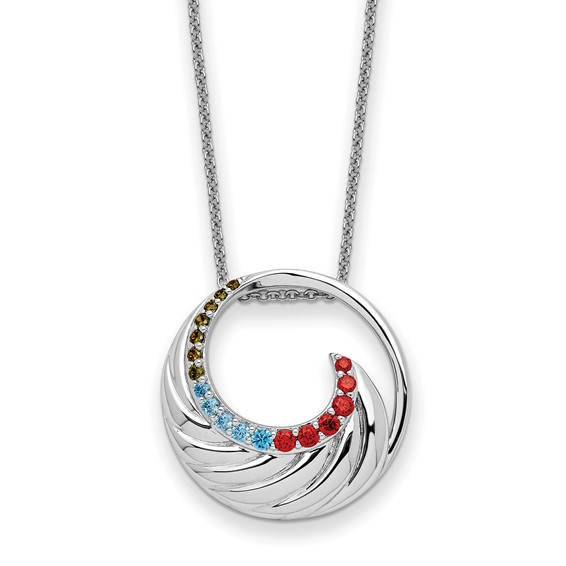 Sentimental Expressions Sterling Silver Rhodium-plated Multi-color CZ Color Me Happy Circle 18in Necklace