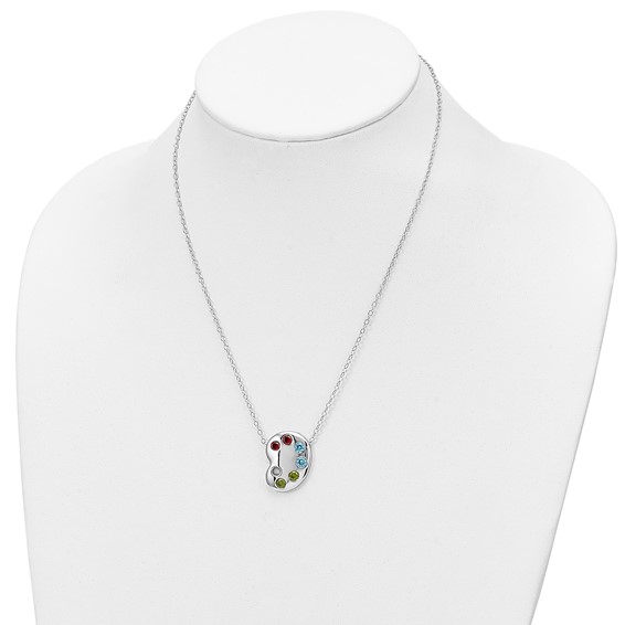 Sentimental Expressions Sterling Silver Rhodium-plated Multi-color CZ Color Me Happy Pallet 18in Necklace