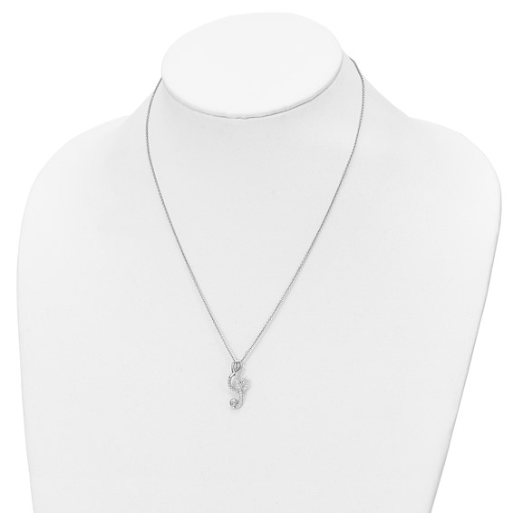 Sentimental Expressions Sterling Silver Rhodium-plated CZ Music 18in Necklace