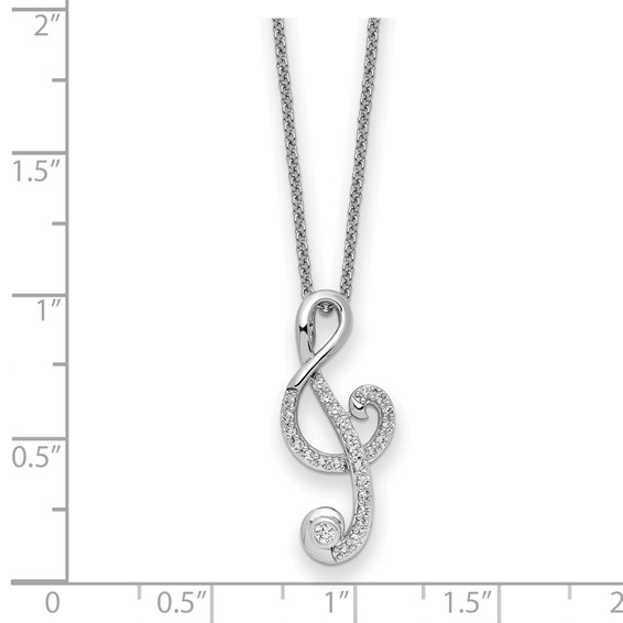 Sentimental Expressions Sterling Silver Rhodium-plated CZ Music 18in Necklace
