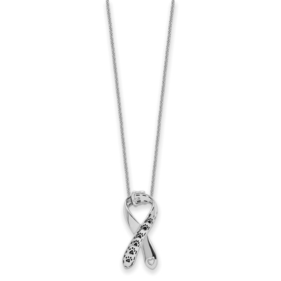 Sentimental Expressions Sterling Silver Rhodium-plated Antiqued Citizens Against Animal Cruelty 22in Necklace