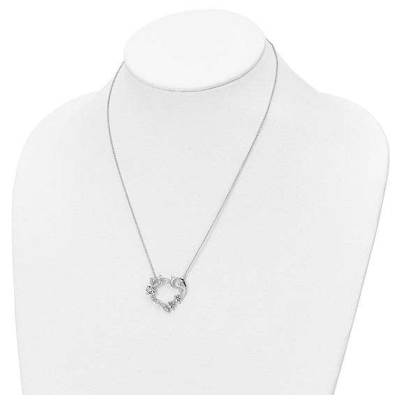 Sentimental Expressions Sterling Silver Rhodium-plated CZ My Special Pet Heart 18in Necklace