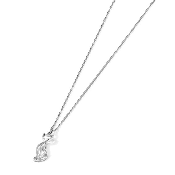 Sentimental Expressions Sterling Silver Rhodium-plated CZ Purrfect Love Cat 18in Necklace