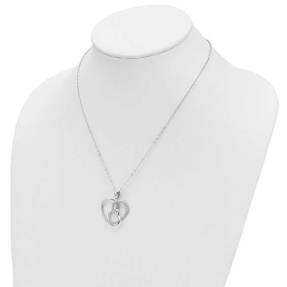 Sentimental Expressions Sterling Silver Rhodium-plated CZ Antiqued Love You To Pieces 18in Necklace