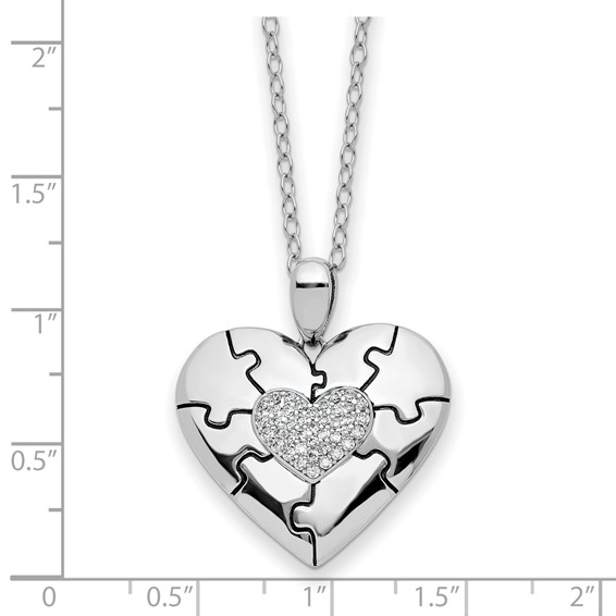Sentimental Expressions Sterling Silver Rhodium-plated CZ Antiqued Love You To Pieces 18in Necklace
