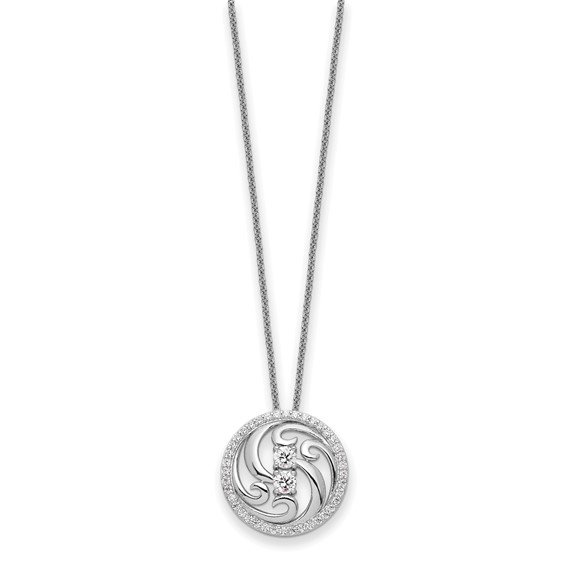 Sentimental Expressions Sterling Silver Rhodium-plated CZ Through The Years Swirl Circle 18in Necklace