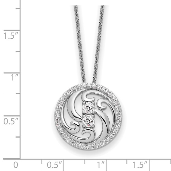 Sentimental Expressions Sterling Silver Rhodium-plated CZ Through The Years Swirl Circle 18in Necklace